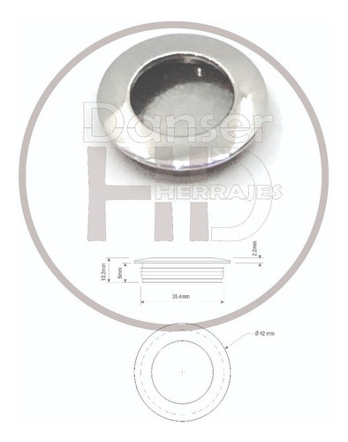 Cubeta 35mm Embutir Puerta Corrediza Metalica Cromado X10 1