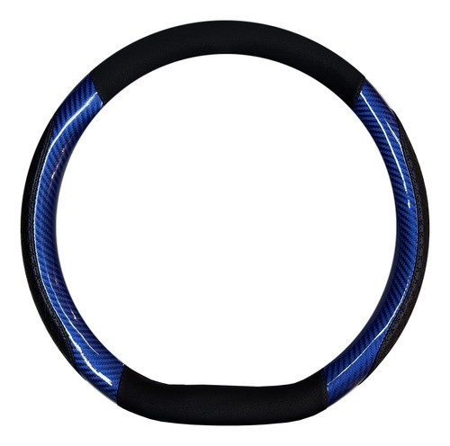 Cubre Volante Base Plana Cuerina Negro Con Azul Carbono 38cm 0