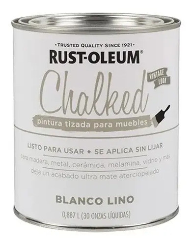 Esmalte Sintetico Chalked Tiza Rust Oleum Blanco Lino 1lt 0