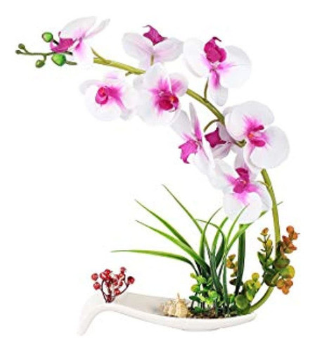 Flcsied Orquídea Artificial Maceta Arreglo De Phaleanopsis A 1