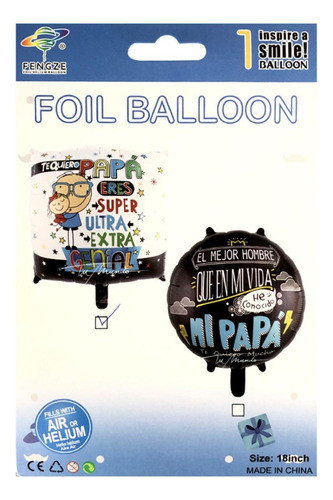 Globo Metalizado Papá Eres Super Extra Genial 46cm 1