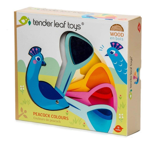Tender Leaf Toys Pavo Real Colores Juguete Madera Niños 0
