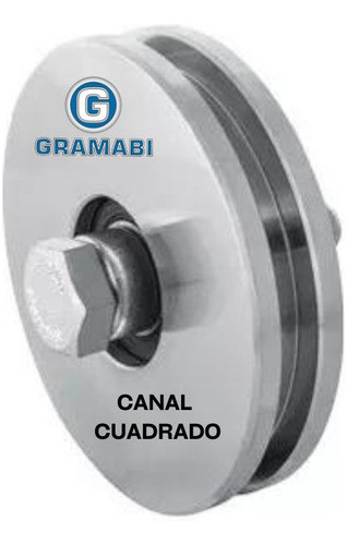 Rueda Acero Canal Cuadrado 50 Mm Con Ruleman Portón Granero 1