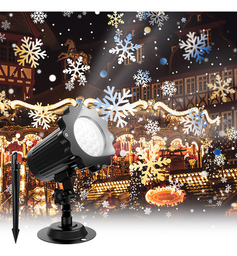 Luces De Proyector De Copo De Nieve De Navidad Con Estacas D 0