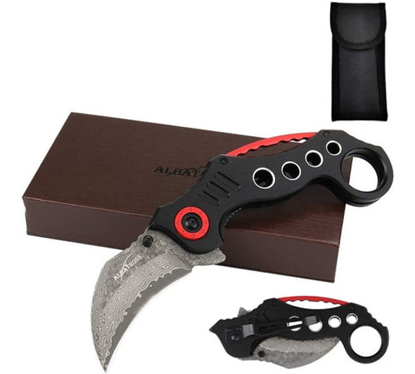 Cuchillo Navaja Plegable De Bolsillo Negro /rojo | Albatr... 0