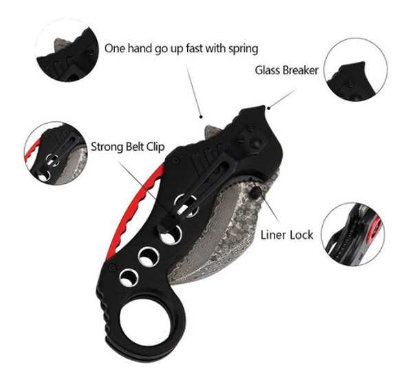 Cuchillo Navaja Plegable De Bolsillo Negro /rojo | Albatr... 1