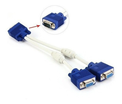 Cable Adaptador Splitter Vga Macho A 2 Vga Hembra Video 1