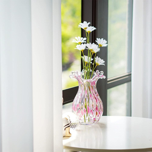 Jarrón De Vidrio Soplado A Mano, Jarrón De Flores De Arte Mo 1