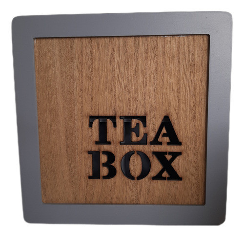 Caja De Té Madera -tea Box- 4 Divisiones Gris 0