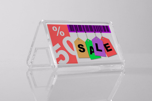 Exhibidor Porta Precios Bifaz 15x10cm Acrílico X5 Unidades 1