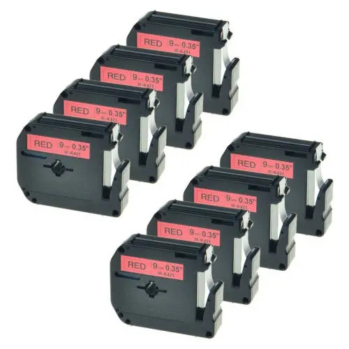 8 Pack Negro Mk-421 Mk421 En Etiqueta Roja Cinta Para Brothe 0