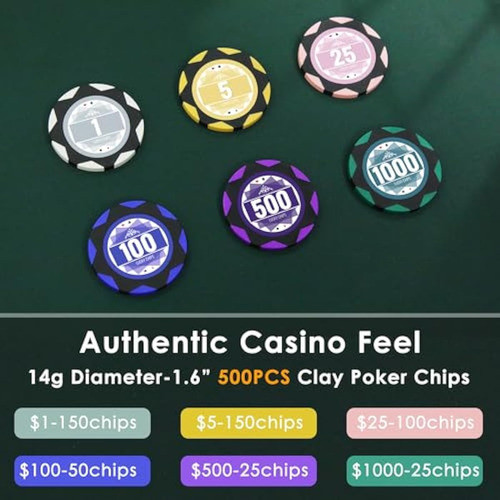 Oriengear Juego De 500 Piezas De Póquer 1
