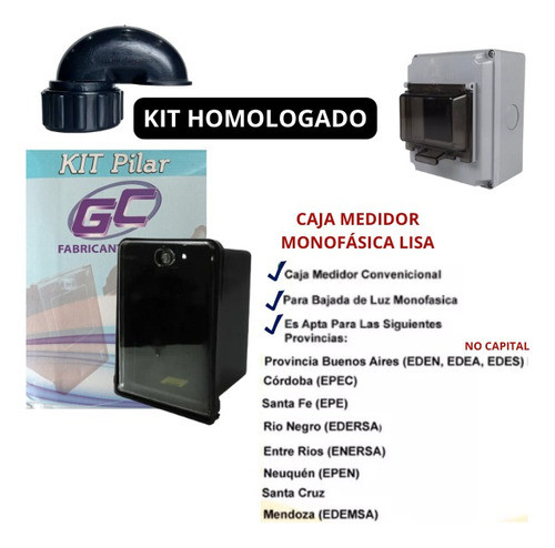 Kit Bajada Luz Pilar Homolog. Monofásico C/caño Edersa 3mts 1