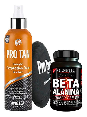 Bronceador Pro Tan Energizante Beta Alanina Torneos Genetic 0