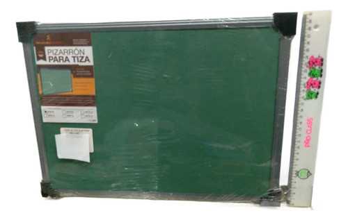 Pizarra Verde Tiza 30x40 Marco Metal Puntera Pvc Colgar 0