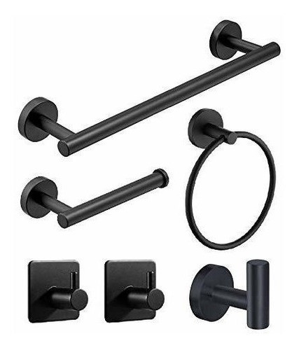 Set De 6 Accesorios Para Baño Negro Mate N And N -8md8qvxg 0