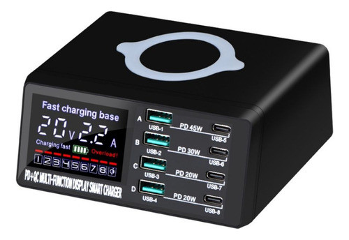 Cargador Rápido: 4 Usb+4 Tipo C+ Carga Inalambrica 0