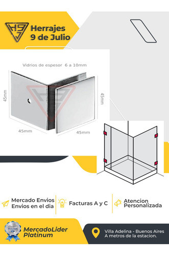 Soporte Para Mampara De Vidrio-pared 90º Acero Inoxidable 1