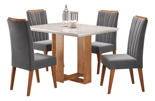 Juego Comedor Mesa Rectangular 4 Sillas Tapizadas 0