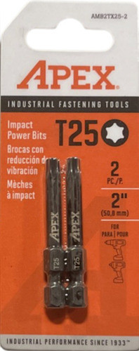 Set 2 Puntas Torx T25  51mm Largo Encastre 1/4 Apex 0
