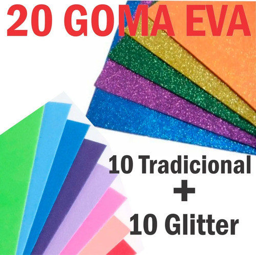 20 Goma Eva Tradicional Goma Eva Glitter 60x40 Surtido 0