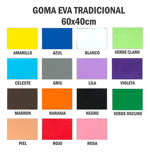 20 Goma Eva Tradicional Goma Eva Glitter 60x40 Surtido 1