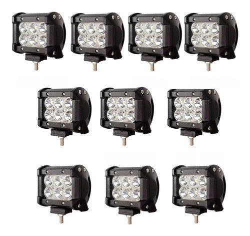 Kit 10 Faros Barra 6 Leds Luz Auxiliar Accesorio Vehiculos 0