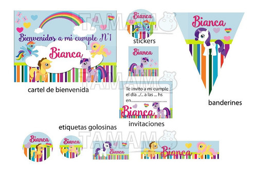 Combo Cumpleaños Pequeño Pony Impreso Y Cortado 0