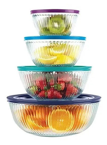 Pyrex - Juego De Tazones Para Mezclar Vidrio De 100 Años (e 0