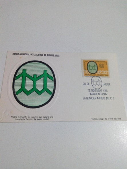 Tarjeta Filatelia Día De Emisión 16/11/68  Banco Ciudad De B 0