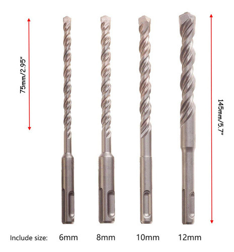 Juego De Brocas Rannb Martillo Rotatorio 5 Puntas Sds Plus 1