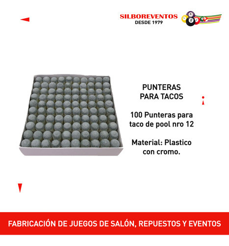 100 Capuchones Punteras Taco Pool Hansinburg Cromo 1