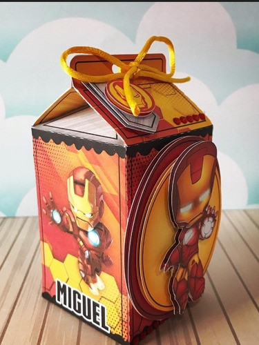 10 Cajitas Milk Box En 3d De Ironman 0