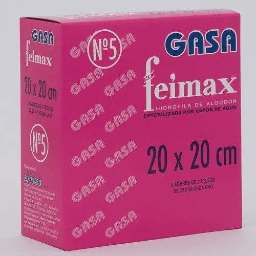 Feimax Gasa N5 Estériles 20x20cm 8 Sobres X 2 Trozos 0