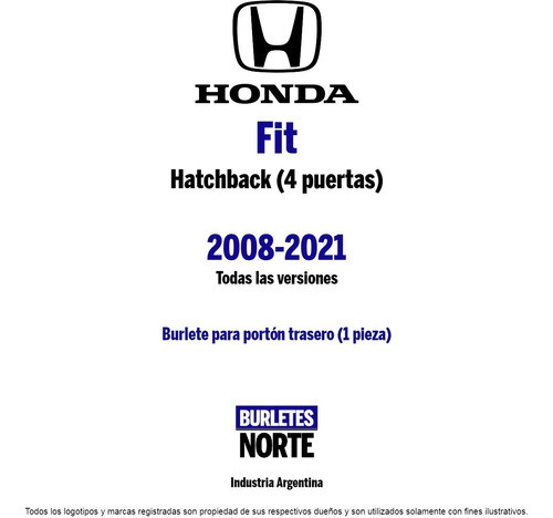 Burlete Honda Fit 08-21 portón x1 1