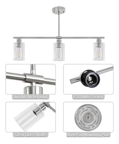 Mrhyswd 3 Luces Iluminación De Isla De Cocina Lámparas Colga 1
