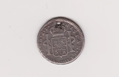 Moneda Peru 1 Real Año 1808 Jp Plata Muy Buena Perforada 1
