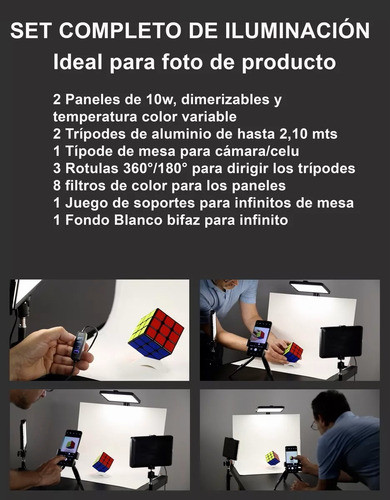 Set 2 Paneles Led Foto Producto + 3 Trípodes + Infinito 1