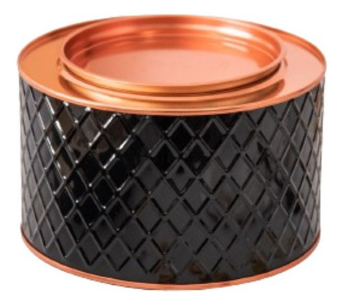 Lata Diamante Cookies Negra Con Tapa Color Cobre 18x10 Cm 0