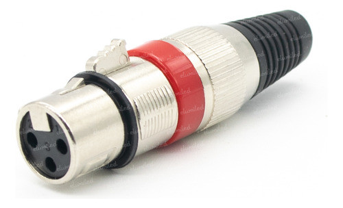 3 Conectores Xlr Canon Hembra 3 Pines Rojo Dmx Mic 0
