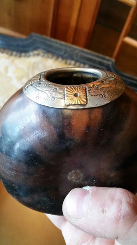 Antiguo Mate Galleta Virola En Plata Y Oro,plateria Criolla 0