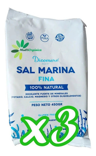 Sal Marina Fina 450g - Dicomere - Libre De Gluten - Pack X 3 0