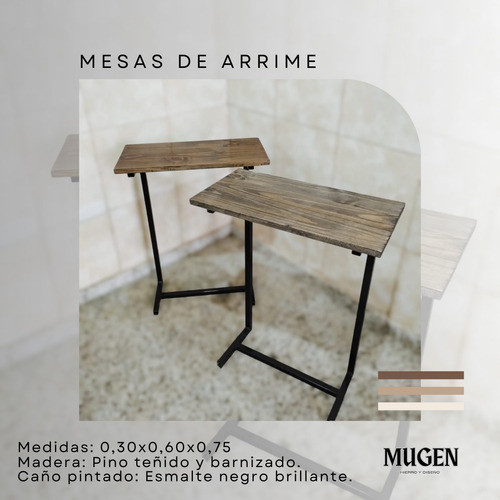 Mesa Auxiliar De Arrime, Sillon, Cama Estilo Industrial. 0