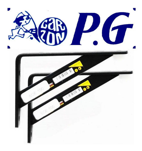 Pack 4 Mensulas Reforzadas Negras 125x200x20mm 0