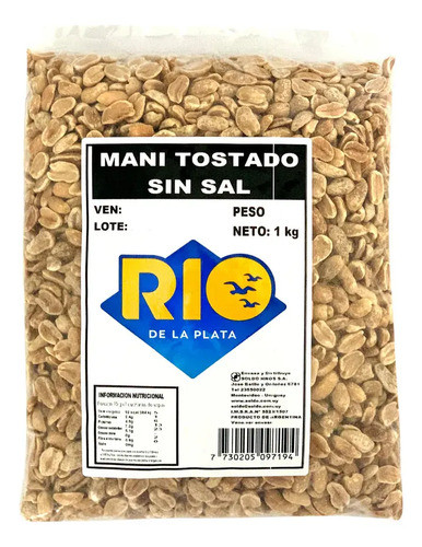Maní Tostado Sin Sal Río De La Plata 1 Kg 0