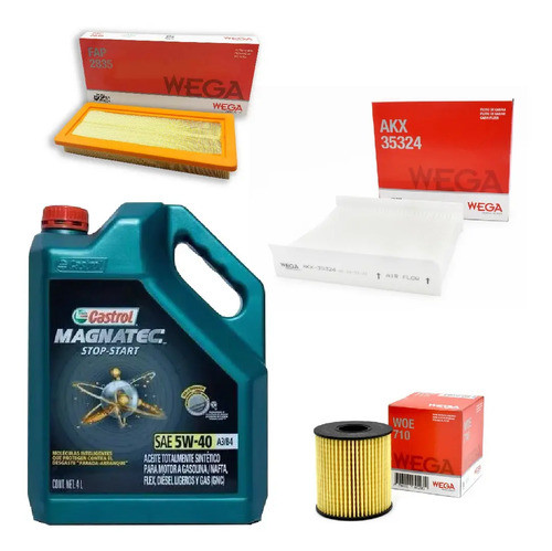 Kit 3 Filtros + 4l Aceite Castrol 5w40 Fiat Qubo Wega 0
