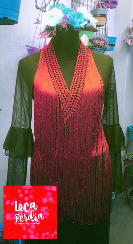 Tira De Flecos De Seda Para Cruzar Color Rojo -  Flamenco 0