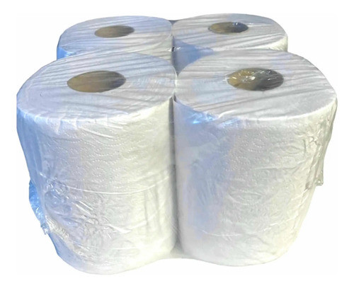 Pack 4 Rollos Bobinas Toalla Tissue Doble Hoja X 20cm Blanca 0