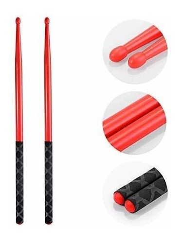 Palillos De Bateria Instrumento Musical De Percusion-rojo 1