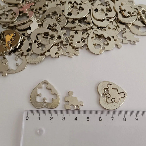 5 Dije Metal Rompecabeza Corazón - Bijuo Armador Artesanías 1